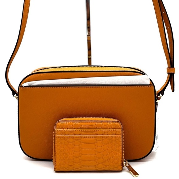 Michael Kors Large EW Crossbody Bag & Medium ZA Card Case Wallet Cider - Picture 5 of 13